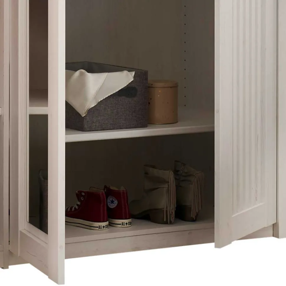 3-türiger Kleiderschrank in Weiß & Eiche Dekor - Malvissa