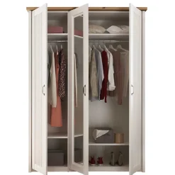 3-türiger Kleiderschrank in Weiß & Eiche Dekor - Malvissa