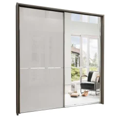 2-türiger Kleiderschrank in Hellgrau & Braun - Sabelle