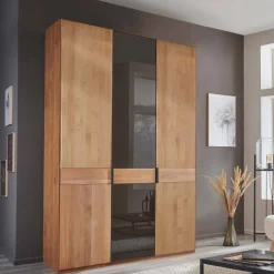 3-türiger Kleiderschrank in Erle teilmassiv - Hung