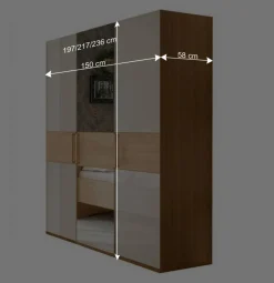 3-türiger Kleiderschrank in Eiche & Beige - Emdsiva
