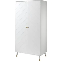2-türiger Kleiderschrank in Weiß & Gold - Zimventa
