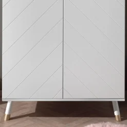 2-türiger Kleiderschrank in Weiß & Gold - Zimventa