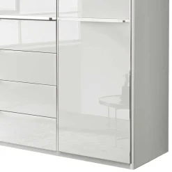 4-türiger Kleiderschrank in Weiß Glasfront - Rocca