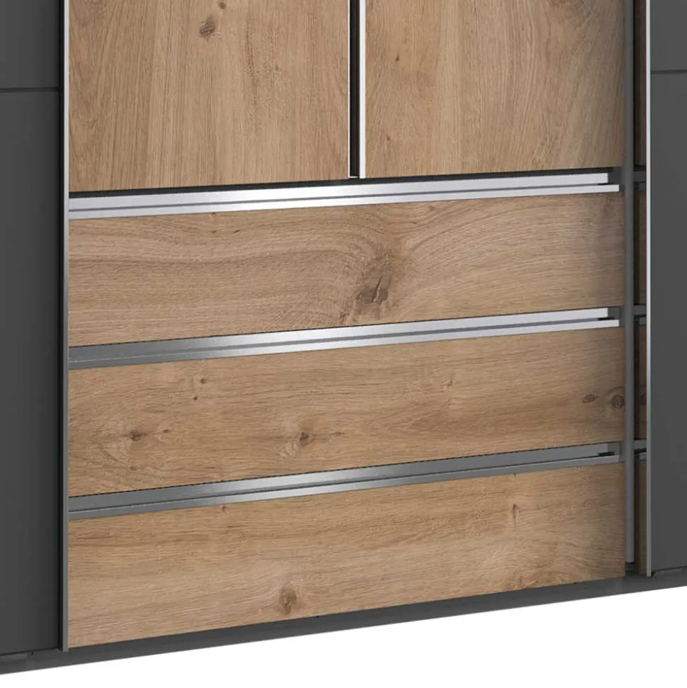 4-türiger Kleiderschrank mit Dreh- & Schiebetüren - Bafata