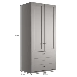 2-türiger Kombi-Kleiderschrank mit 3 Schubladen - Ridonna