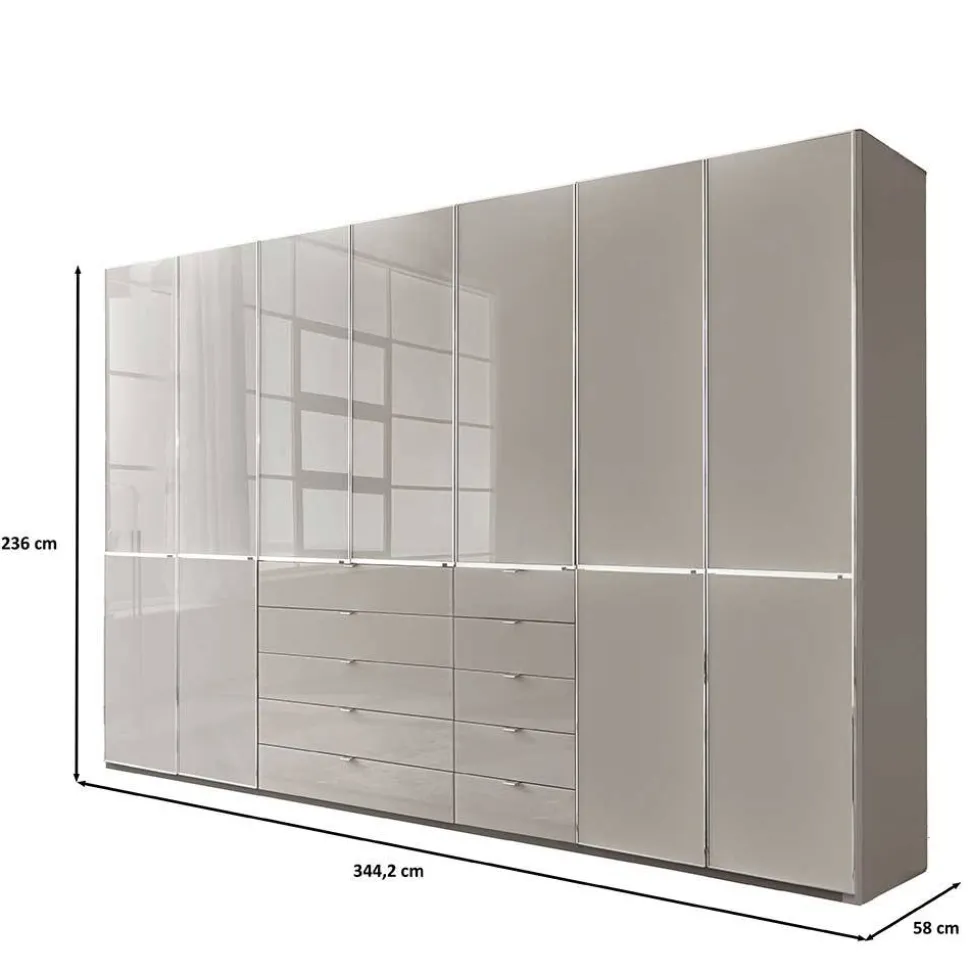 7-türiger Kombi-Kleiderschrank 345 cm breit - Nucina