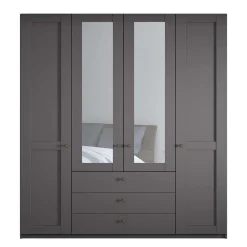 4-türiger Kombi-Schlafzimmerschrank in Dunkelgrau - Mataram