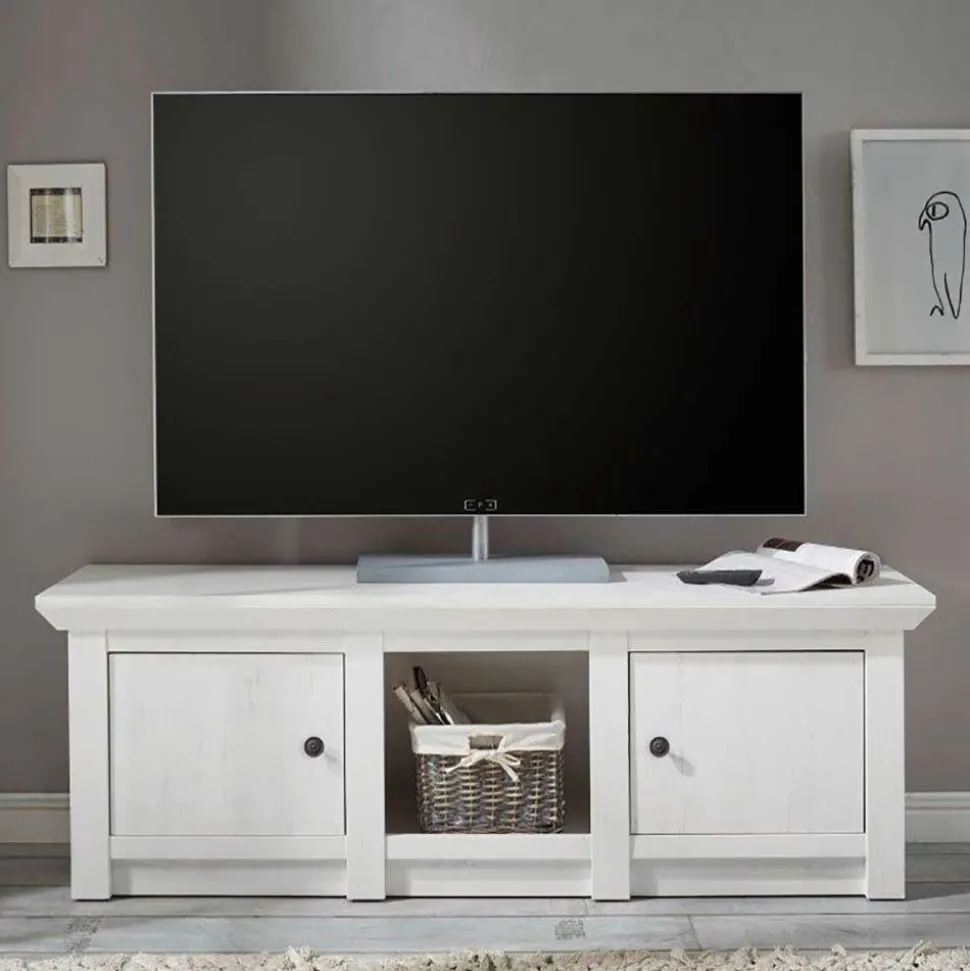 2-türiger Landhaus TV Schrank in Weiß - Chelles