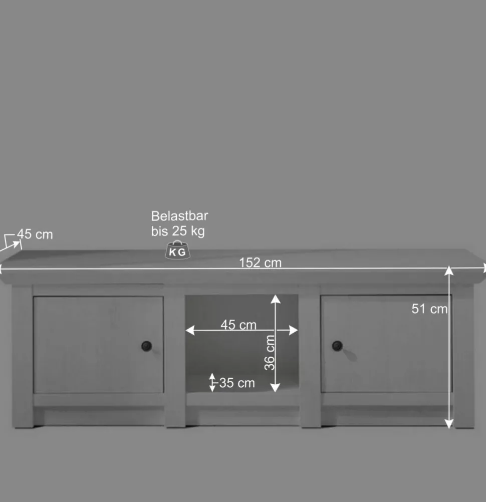 2-türiger Landhaus TV Schrank in Weiß - Chelles