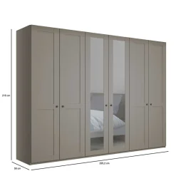 6-türiger Schlafzimmer Kleiderschrank in Hellgrau - Ridonna