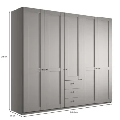 5-türiger Schlafzimmer-Schrank in Hellgrau - Ridonna