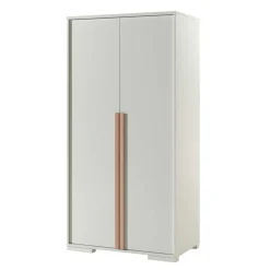 2-türiger Schlafzimmerschrank in Weiß mit Buche - Eldrus