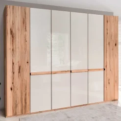 6-türiger Schlafzimmerschrank in Kernbuche & Beige - Krofun
