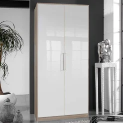 2-türiger Schlafzimmerschrank in Weiß Hochglanz - Grands