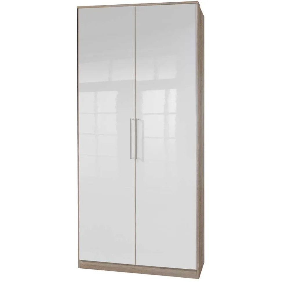 2-türiger Schlafzimmerschrank in Weiß Hochglanz - Grands
