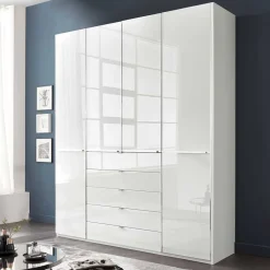 4-türiger Schlafzimmerschrank in Weiß Glasfront - Rocca