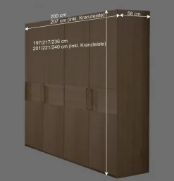 4-türiger Schrank fürs Schlafzimmer in Eichefarben - Emdsiva