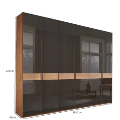 6-türiger Schrank mit Glas Dunkelbraun - Hung