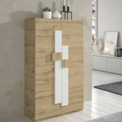 2-türiger Schuhschrank mit sechs schrägen Böden - Lornas