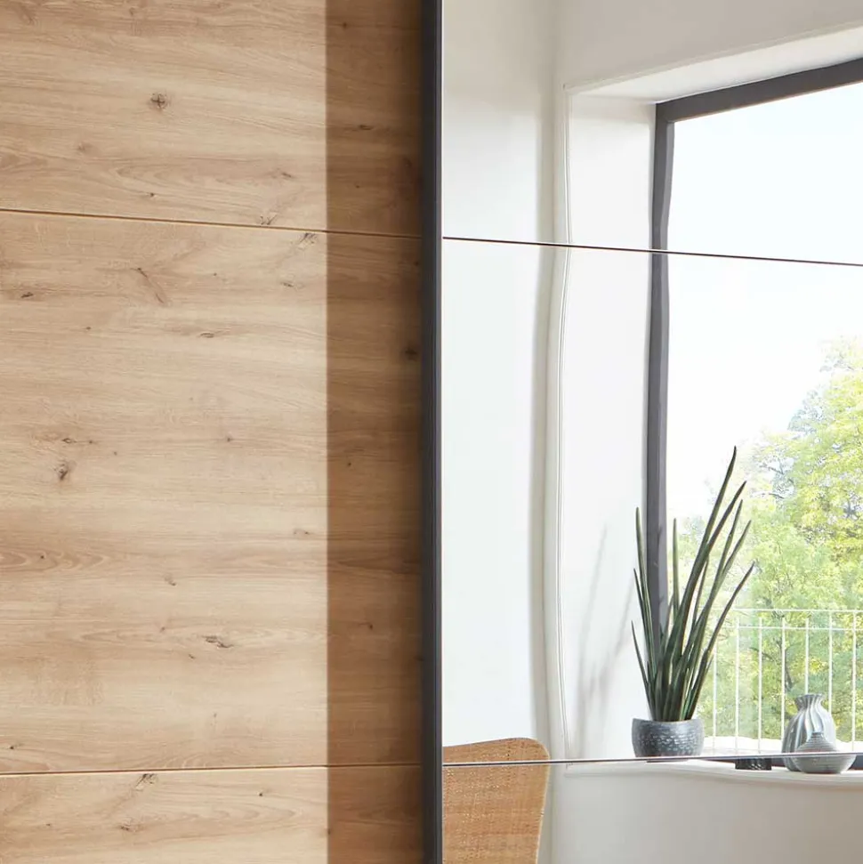 2-türiger Schwebetürenschrank mit Spiegel - Checky