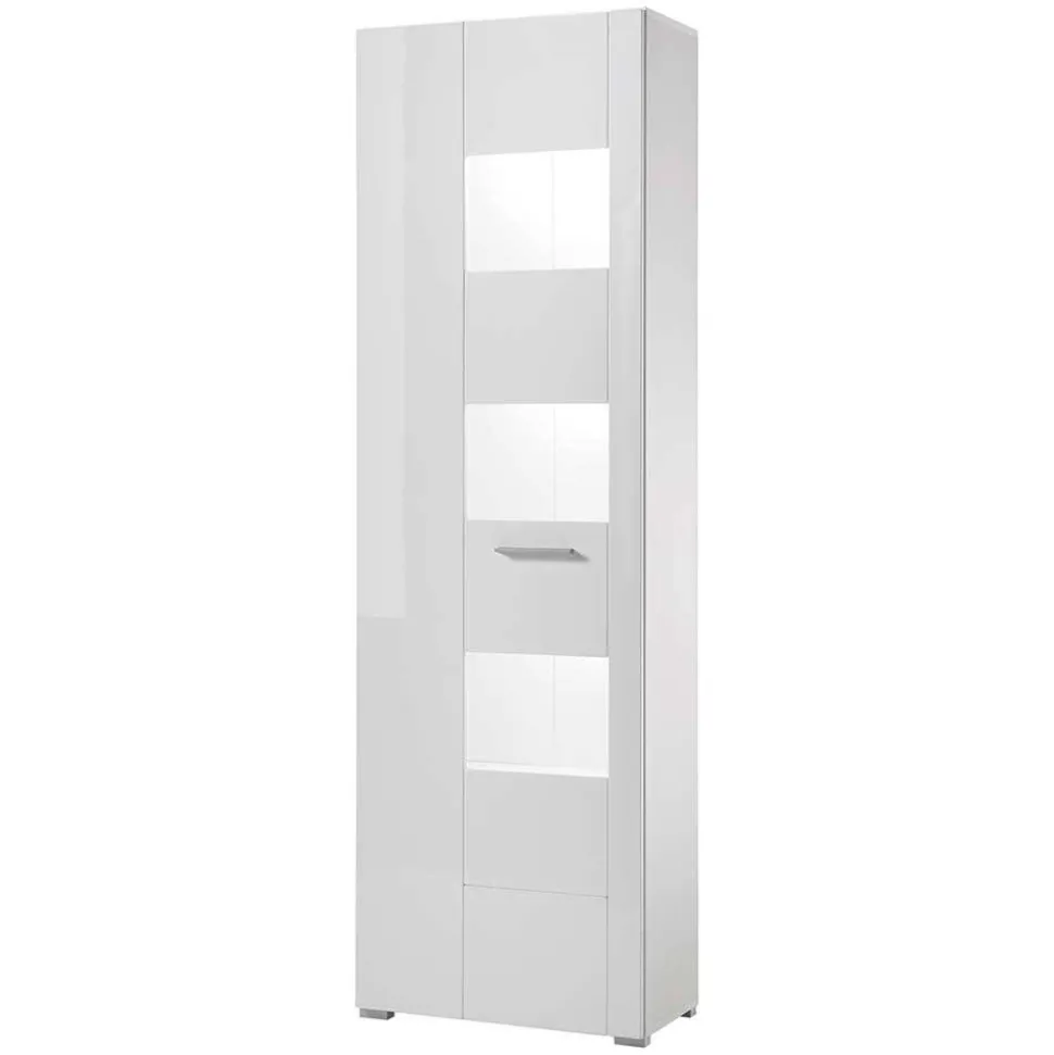 1-türiger Vitrinenschrank in Weiß Hochglanz - Timmona