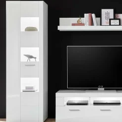 1-türiger Vitrinenschrank in Weiß Hochglanz - Timmona