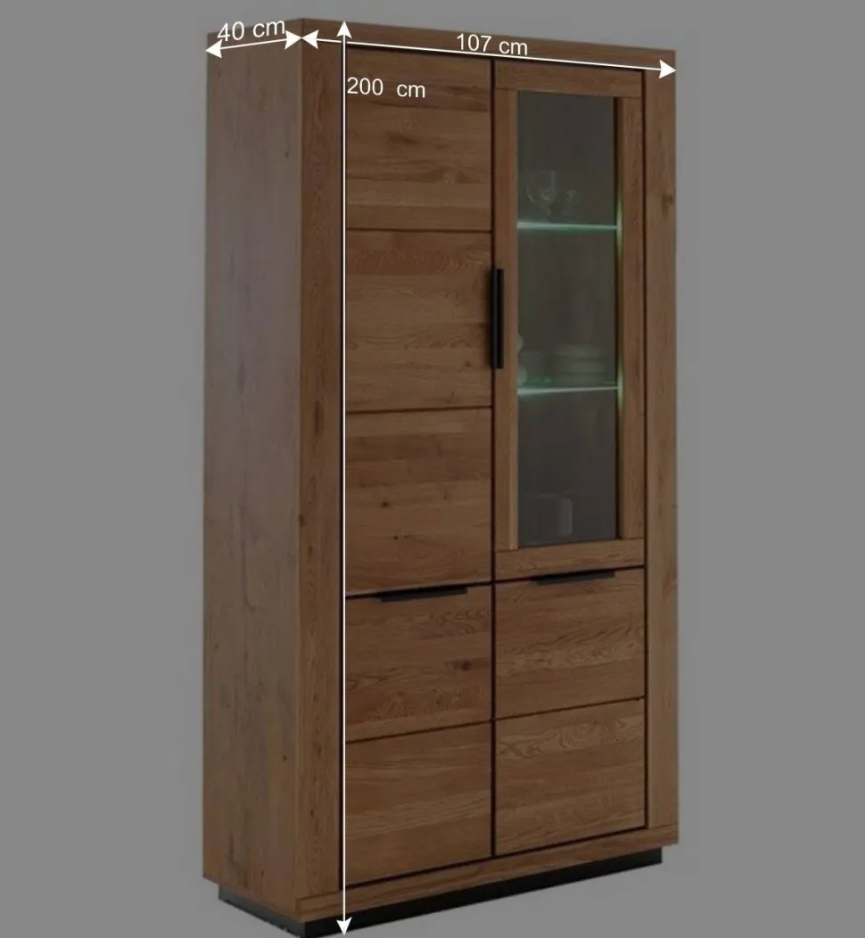 4-türiger Vitrinenschrank teilmassiv - Vlacoma