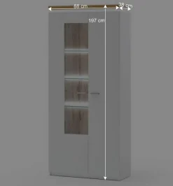 2-türiger Wohnzimmer Schrank mit Glaseinsatz & LED - Caldri