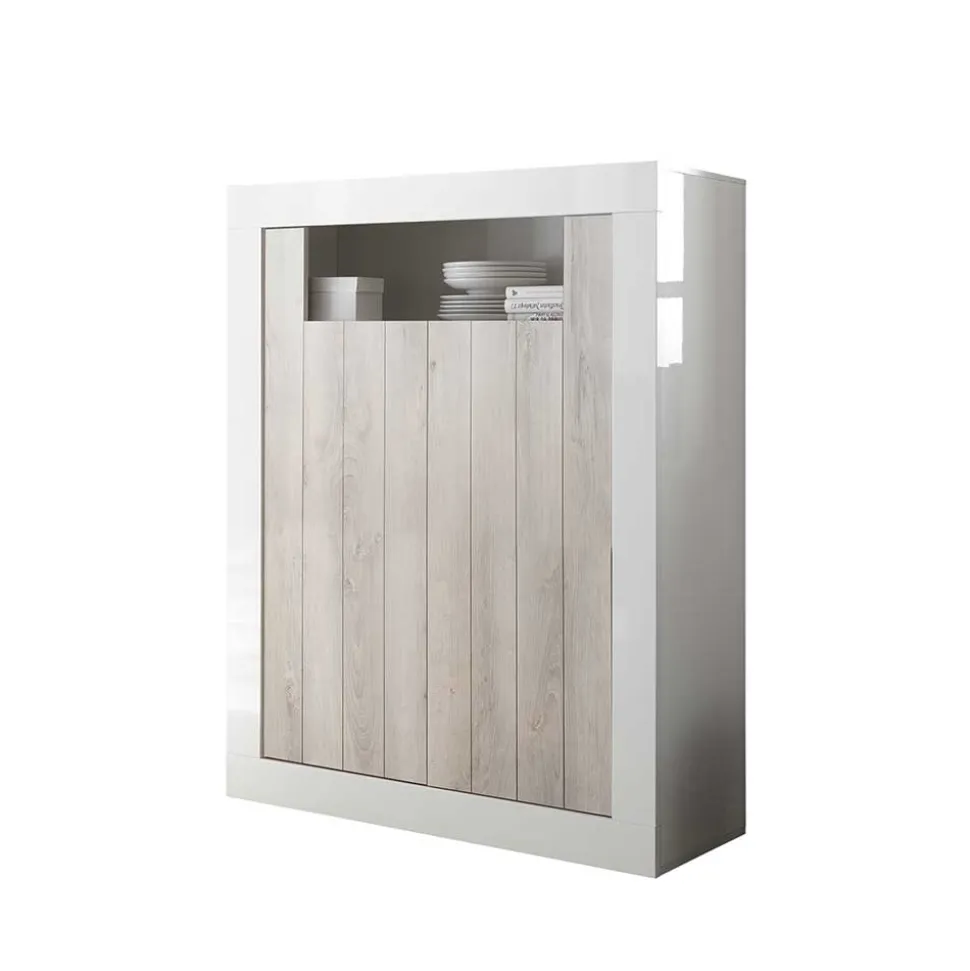 2-türiges Highboard in Dekor Pinie Weiß - Merenda