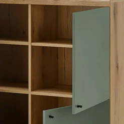 4-türiges Highboard in Graugrün und Wildeiche - Oliva