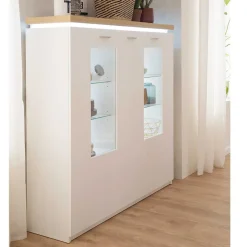 3-türiges Highboard Vitrine beleuchtet LED - Caldri