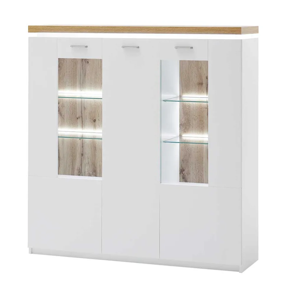3-türiges Highboard Vitrine beleuchtet LED - Caldri