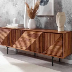 4-türiges Massivholz Sideboard 140 cm breit - Surin