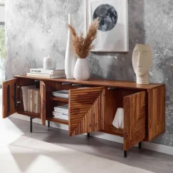 4-türiges Massivholz Sideboard 140 cm breit - Surin