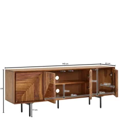 4-türiges Massivholz Sideboard 140 cm breit - Surin