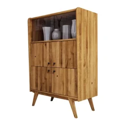 6-türiges Mid Century Highboard aus Glas & Holz - Hardus