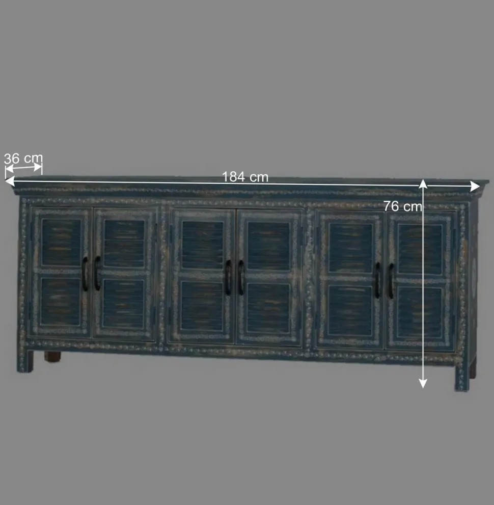 6-türiges Sideboard in Blau - Enrossino