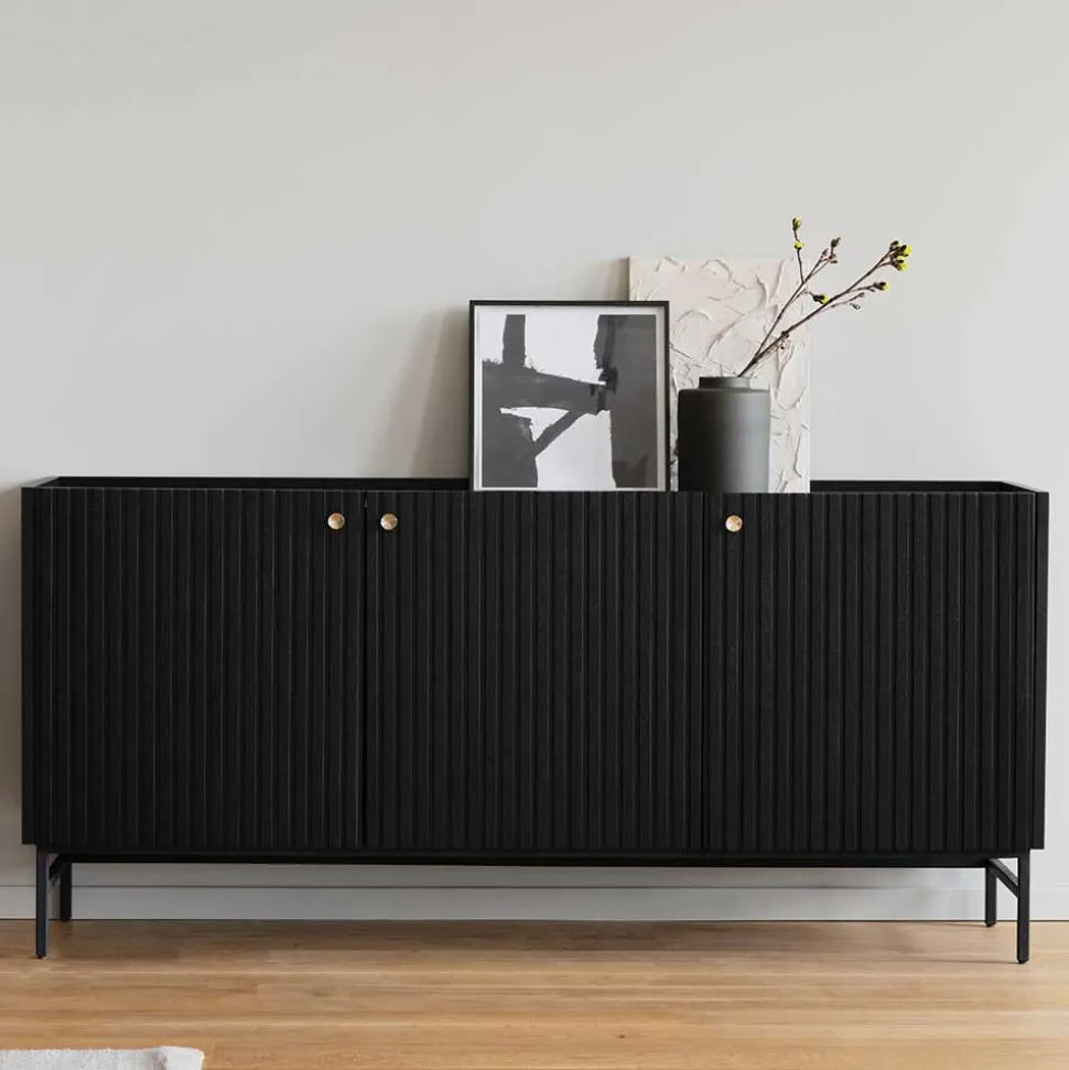 3-türiges Sideboard in Schwarz - Hemorian