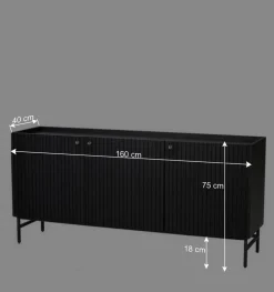 3-türiges Sideboard in Schwarz - Hemorian