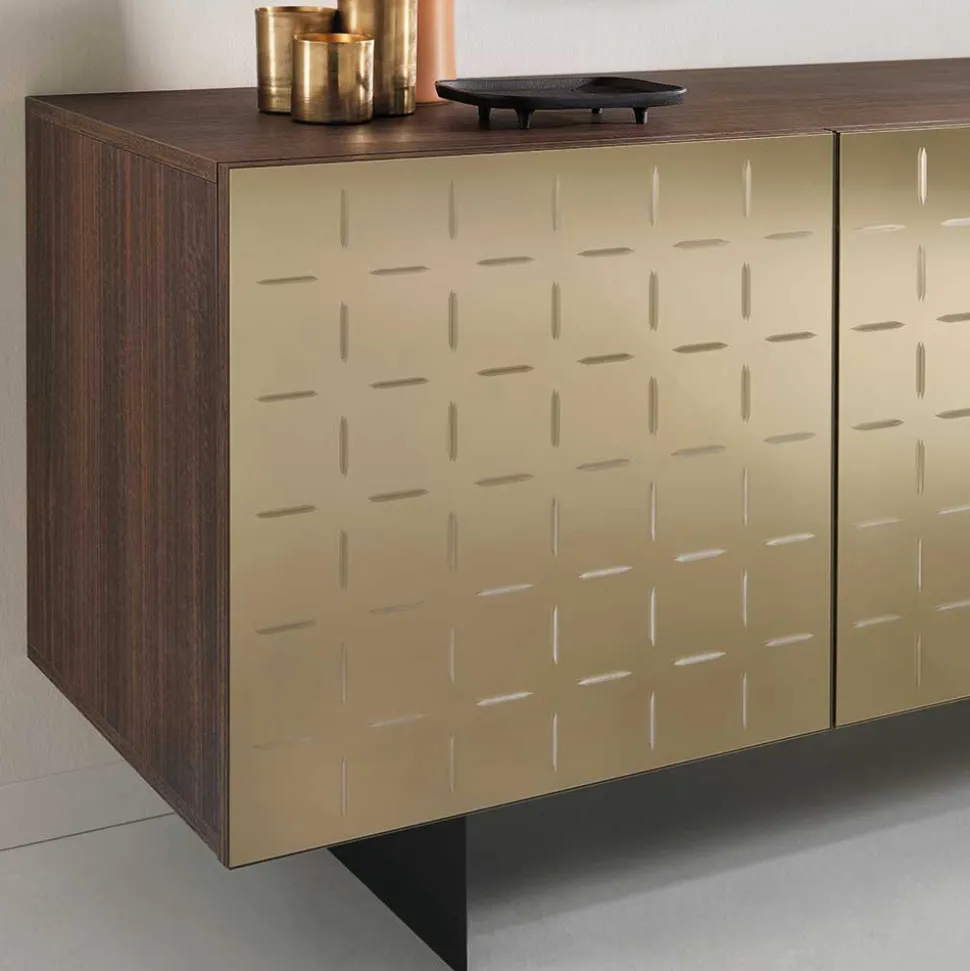 3-türiges Sideboard mit Spiegel Front Bronze - Imarena
