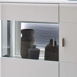 2-türiges Wohnzimmer Highboard in Weiß & Anthrazit - Hazime