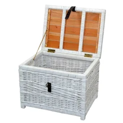 Truhe Wohnzimmertisch aus Rattan Weiß - Jacopo