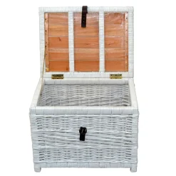 Truhe Wohnzimmertisch aus Rattan Weiß - Jacopo