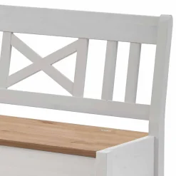 Truhen Eckbank Lugon in Weiß mit Braun