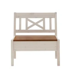 Truhenbank Barlad in Weiß Braun