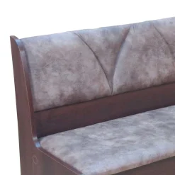 Truhenbank in Nussbaum Dunkel Croama mit Microfaser Hellbraun