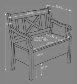 Truhenbank mit Armlehnen Jytte aus Kiefernholz