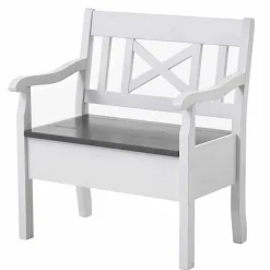 Truhenbank Yoan in Grau Weiß