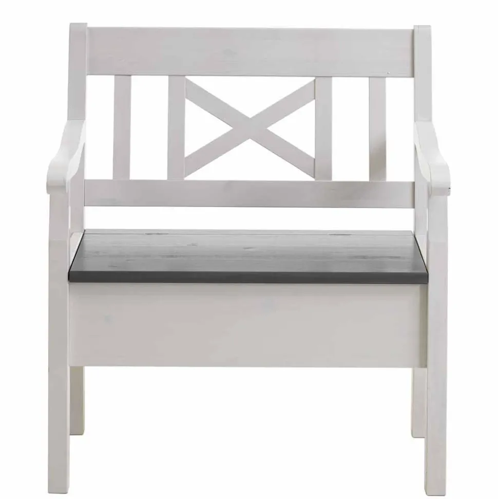 Truhenbank Yoan in Grau Weiß